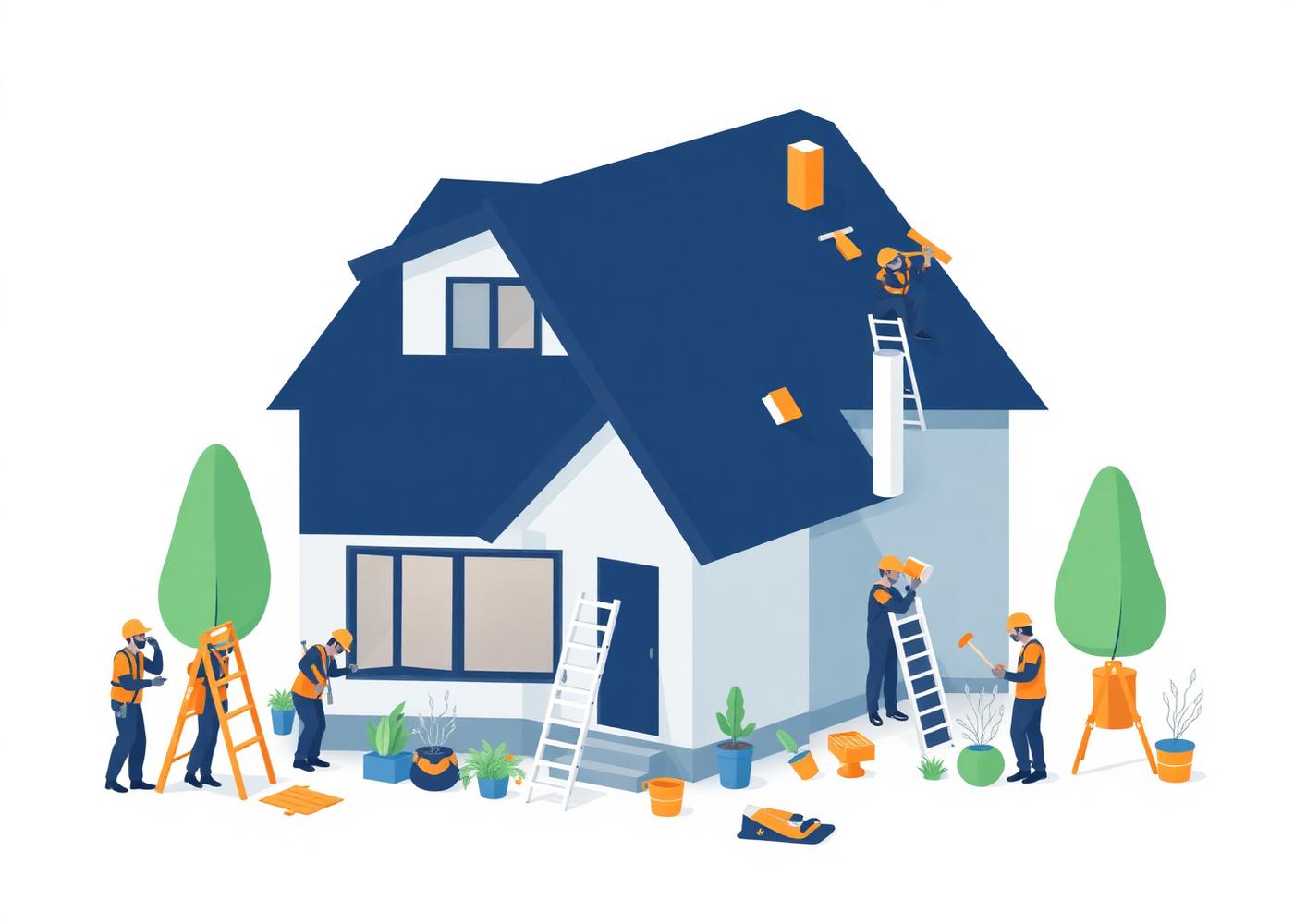 Ilustración de servicios de construcción y mantenimiento